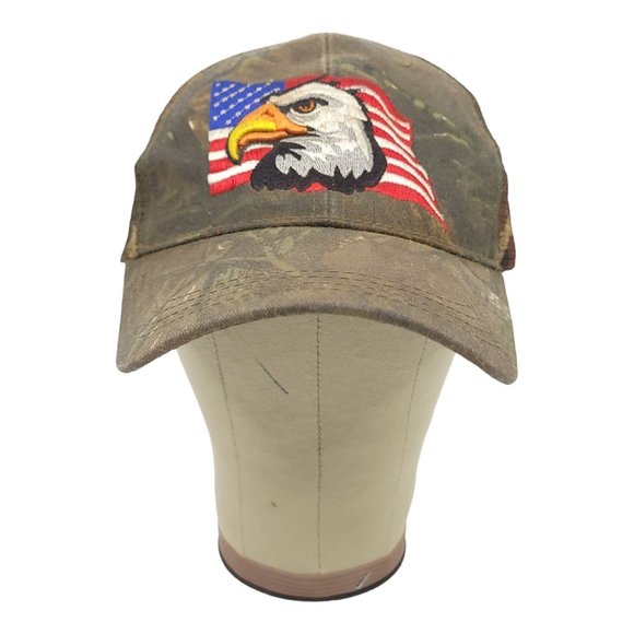Vintage Camouflage Eagle Flag 3D Patch Mesh Snapback Trucker Hat Baseball Cap - Picture 7 of 12